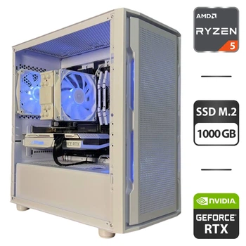 Сборка под заказ: игровой ПК Cougar Uniface Mini RGB White Tower / AMD Ryzen 5 5600 (6 (12) ядер по 3.5 - 4.4 GHz) / 32 GB DDR4 / 1000 GB SSD M.2 / nVidia GeForce RTX 3070, 8 GB GDDR6, 256-bit / 650W б/у