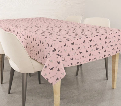 Скатерть Home Line. Прогулянка з курчатами розового цвета-150х150