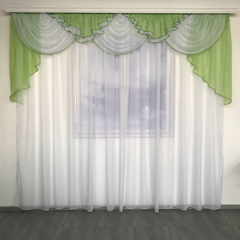 Готовий ламбрекен легкий із шифону ALBO 300x120 cm Салатовий (L-K3-8)