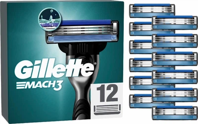 Сменные картриджи для бритья (лезвия кассеты) мужские Gillette Mach 3 кассеты 12 шт