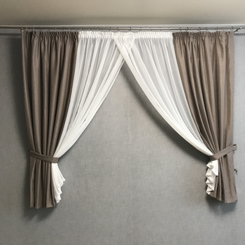 Занавеска из микровелюра и шифона 400x170 cm ALBO Кофейная (KU-PK-341)
