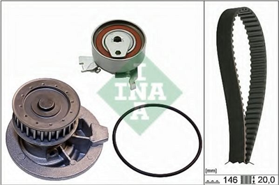 Комплект ременя ГРМ з помпою Ina Opel Astra F 2.0i 93-98/Omega/Vectra 1.6/1.8/2.0 86-02 (20x146z) (530 0147 30)