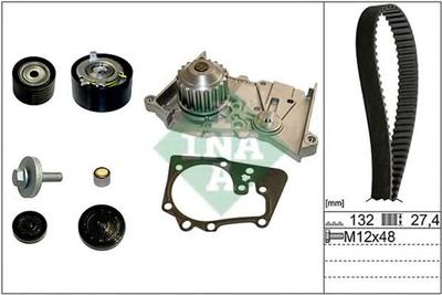 Комплект ременя ГРМ з помпою Ina Renault Megane III/ Scenic III 1.6 16V 08-, 81-83kw, K4M (530 0639 30)