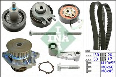 Комплект ременя ГРМ з помпою Ina Seat/Skoda/VW 1.4 16V 99- (530 0089 31)