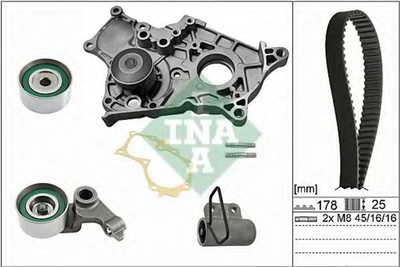 Комплект ременя ГРМ з помпою Ina Toyota Rav 4 2.0D 01-05 (530 0543 30)