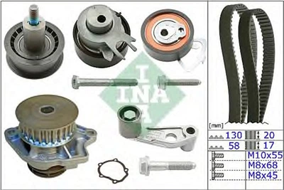 Комплект ремня ГРМ с помпой Ina VW Golf/Bora/Seat 1.4 V16 97-06( 130x20/58x17) (530 0360 30)