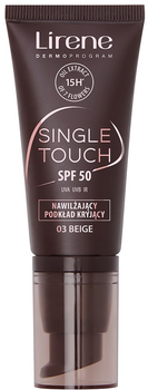 Тональний крем для обличчя Lirene Single Touch SPF50 зволожувальний маскуючий 03 Beige 30 мл (5900717063532)