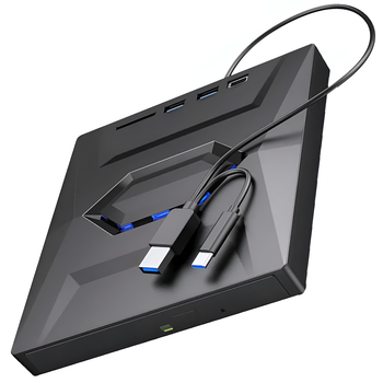 Многофункциональный внешний дисковод для компьютера, ноутбука Addap EDB03, USB 3.0+Type C / оптический дископривод, считыватель CD-RW, DVD-RW, DVD-RAM, DVD-ROM