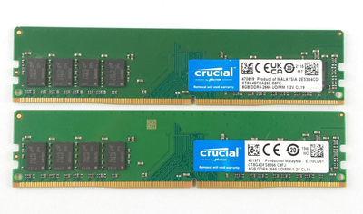 Оперативная память 2х8GB Crucial 16GB DDR4-2666 PC4-2666 для ПК б/у