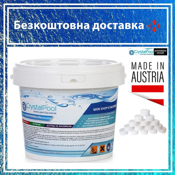 Хімія для басейну шок швидкої дії у маленьких таблетках 20г Crystal pool Quick Chlorine Tablets 5 кг
