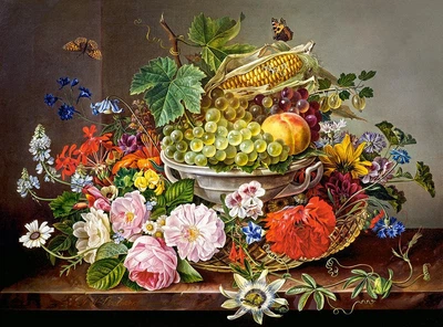 Пазлы Castorland Натюрморт с цветами и фруктами, 2000 эл. C-200658
