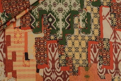 Тканина Креп костюмний Барбі абстракція коричневий пог. м. (9869)