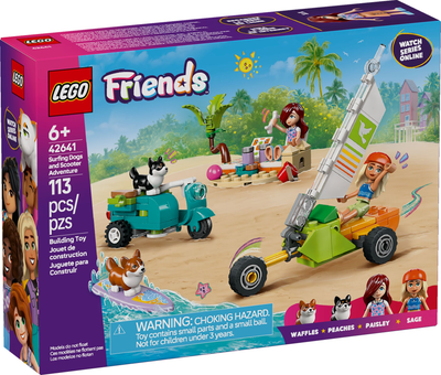 Zestaw klocków LEGO Friends Przygoda z surfującymi psami i skuterem 113 elementów (42641)