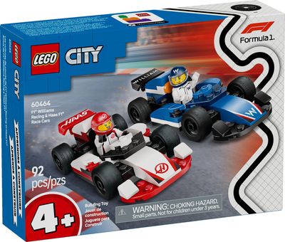 Zestaw klocków LEGO City F1 Bolidy Williams Racing i Haas 92 elementy (60464)