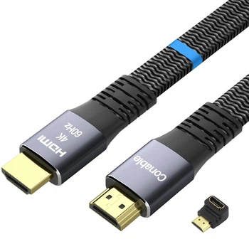 Кабель Conable HDMI 2.0 flat 4K@60Hz 18Gbps + адаптер Down Angle, 5м черный