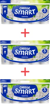 Упаковка туалетного паперу Smart Essential 3 шари 120 відривів 10 + 10 + 10 рулонів (5944582100107/5944582100107)