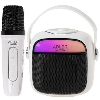 Караоке колонка Adler AD 1903, Bluetooth, с подсветкой, микрофон, 1500 мАч, черный