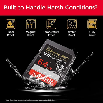 Карта памяти SanDisk 64GB SDXC C10 UHS-I U3 R200/W90MB/s Extreme Pro флеш-карта сандиск