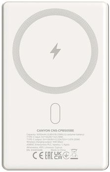  УМБ Canyon OnPower 505 slim Magsafe 5000 mAh PD20W Beige (CNS-CPB505BE)