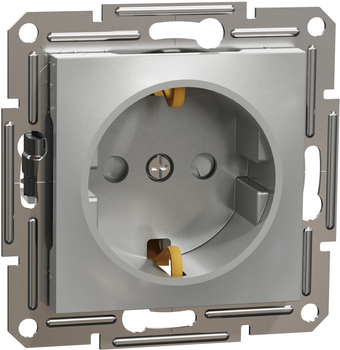 Розетка Schneider Electric Asfora 220 В зі шторками Алюміній (EPH2900261)