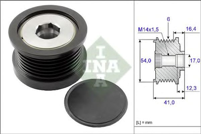 Механизм свободного хода генератора Ina Ford Fiesta VI/Focus II/Kuga I/Mazda 3/Volvo V50 1.6/2.0D 04- (535 0259 10)
