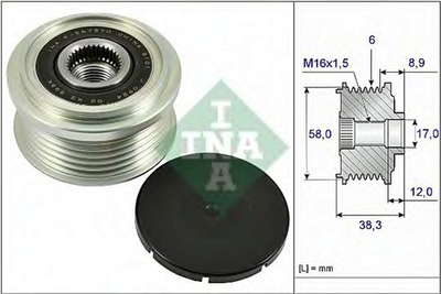 Механизм свободного хода генератора Ina Hyundai i10 1.0 11- (535 0266 10)