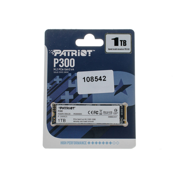 Жорсткий диск M.2 2280 SSD 1Tb Patriot P300 Series, P300P1TBM28, NVMe, PCI Express 3.0 x4, 3D NAND TLC, зап/чт. - 1650/2100Мб/с (P300P1TBM28) (2270259)