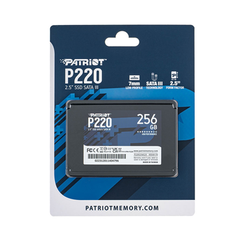 Жесткий диск 2.5" SSD 256Gb Patriot P220 Series, P220S256G25, TLC 3D, SATA-III 6Gb/s, зап/чт. - 490/550мб/с (2325122)