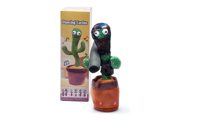 Танцующий поющий кактус Патриот Тарас с джавелином Dancing Cactus с подсветкой 32 см (Без цензуры)
