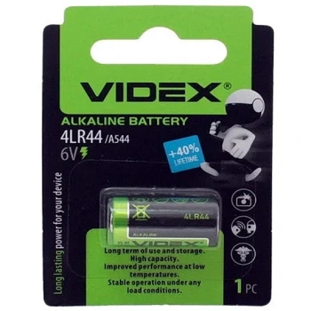 Батарейка щелочная Videx 4LR44 A544 4G13 PX28A 2CR11108 476A 6V (153)