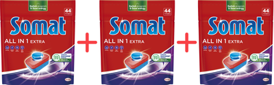 Набір таблеток для посудомийної машини Somat All in 1 Extra 44 шт х 3 пачки (9000101809190/9000101809190/9000101809190)