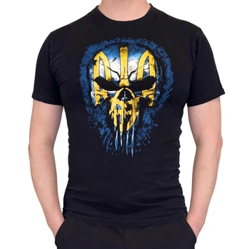 Мужская футболка хлопковая однотонная повседневная с принтом "Каратель" Punisher 2XL Черный