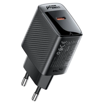 Мережевий зарядний пристрій ACEFAST A102 PD30W GaN single USB-C charger (EU) Black (6974316283287)