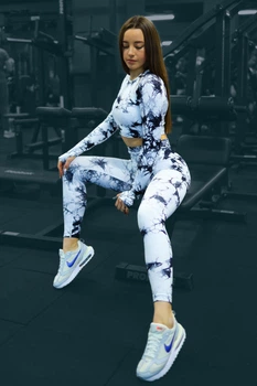 Спортивный комплект тройка рашгард топ лосины с эффектом push up пуш ап Женский фитнес костюм S Белый (70006 / 70023)
