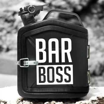 Подарочный набор для мужчин канистра бар 5л (чёрная) с надписью "BAR BOSS"
