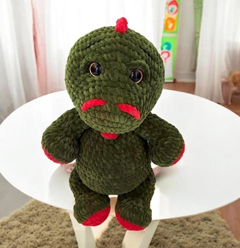 М'яка плюшева іграшка handmade Динозавр 32 см зелений амігурумі в'язаний гачком