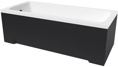 Ванна акриловая Helmken Luna 170x70 см (5X90V73336) комплект 5 в 1: прямоугольная ванна, ножки, Черный подголовник, Черная фронтальная и боковая панель
