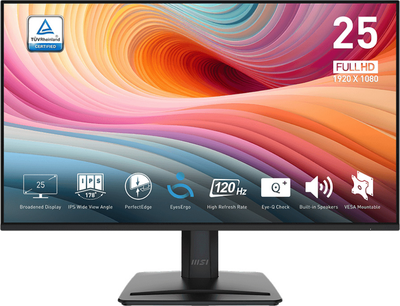 Монитор 25" MSI PRO MP251 E2 -- FHD IPS / 120Hz / 1ms (MPRT) / Adaptive Sync / EyesErgo / Anti-Flicker / Built-In Speaker 2W