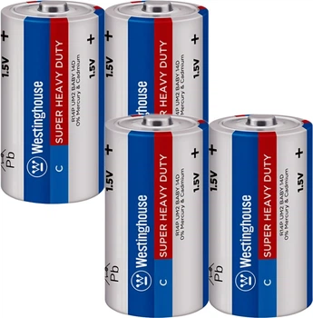 Батарейки солевые Westinghouse Super Heavy Duty C/R14 shrink-2, 2 шт/уп (746020705173)