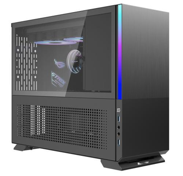 Корпус ALmordor Sparkle 170M Matx Black, без БП, Mini Tower, для Micro ATX / Mini ITX, 2xUSB 3.0, макс. CPU - 145 мм / VGA - 360 мм / PSU - 160 мм, алюминиевый, боковая панель из закаленного стекла (ALS170MMBK)