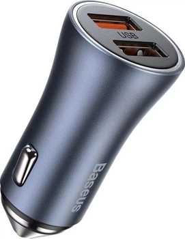 Автомобильное зарядное устройство Зарядка в авто Baseus Golden Contactor Pro Dual Quick Charger Car Charger 40W 2USB Быстрая зарядка QC 4.0+ (CCJD-A0G) Grey