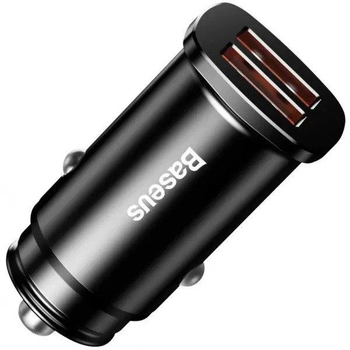 Автомобильное зарядное устройство Baseus Square Metal 30W 2USB Быстрая зарядка QC 3.0 (CCALL-DS01) Black