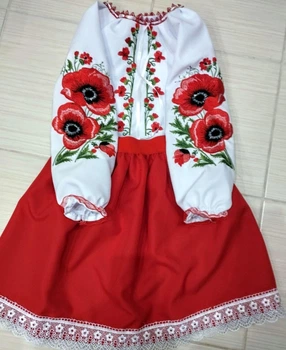 Костюм вишиванка для дівчинки Маки габардин 152