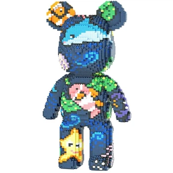 3D Конструктор TOPA Magic Blocks Медведь Bearbrick Аквариум 45 см 9070