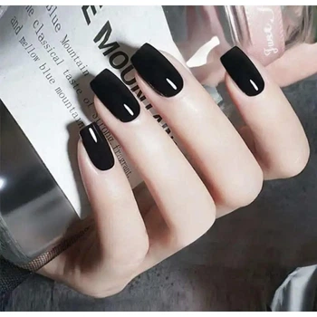 Накладные ногти Nail классические черные, квадрат, средние 24 шт