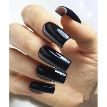 Накладные ногти Nail классические черные, квадрат, длинные, 20 шт