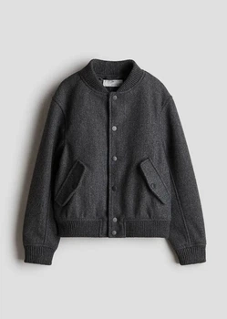 Куртка-бомбер із фетру темно-сірий меланж H&M 140см (400010033)