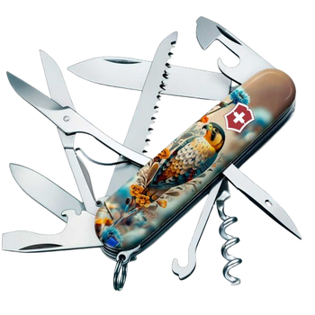 Складной швейцарский нож Victorinox HUNTSMAN UKRAINE Благородный Сокол 15 функций 91x27x21 мм коробка (Vx13713.7_T3260pw)