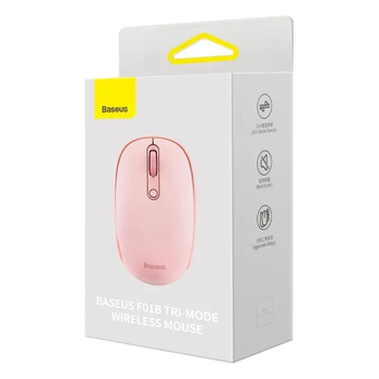 Беспроводная мышка Baseus F01B Tri-Mode Wireless Mouse 2.4G/BT1+BT2 800-1200-1600dpi Pink