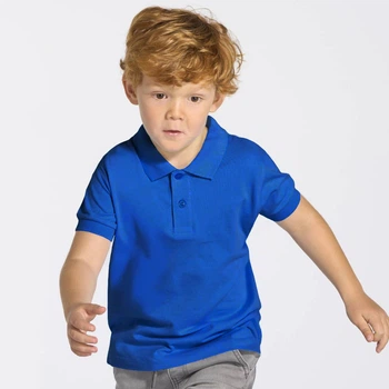 Дитяча футболка поло JHK KID POLO, з коміром, синя, розмір 128, на 7/8 років
